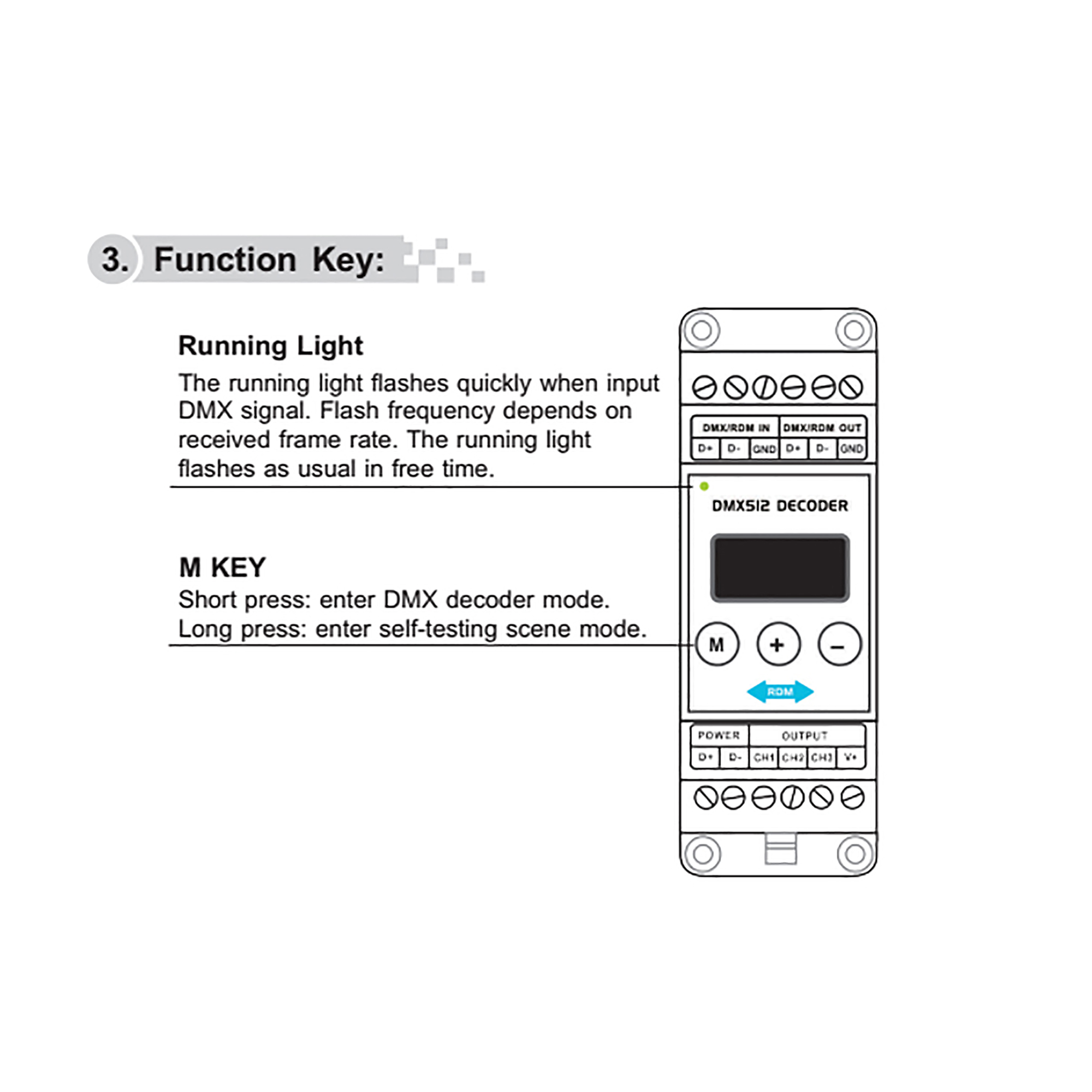 3 Channel CC DMX Decoder 12/24/36/48V DC DIN-DMX-350  LTECH DMX Controller